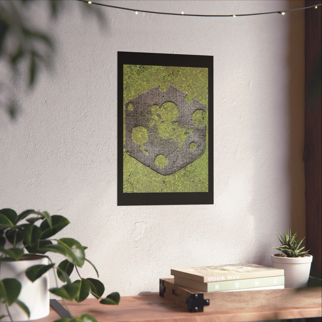 Mossy Stone Crest Poster — Matte Vertical Wall Art