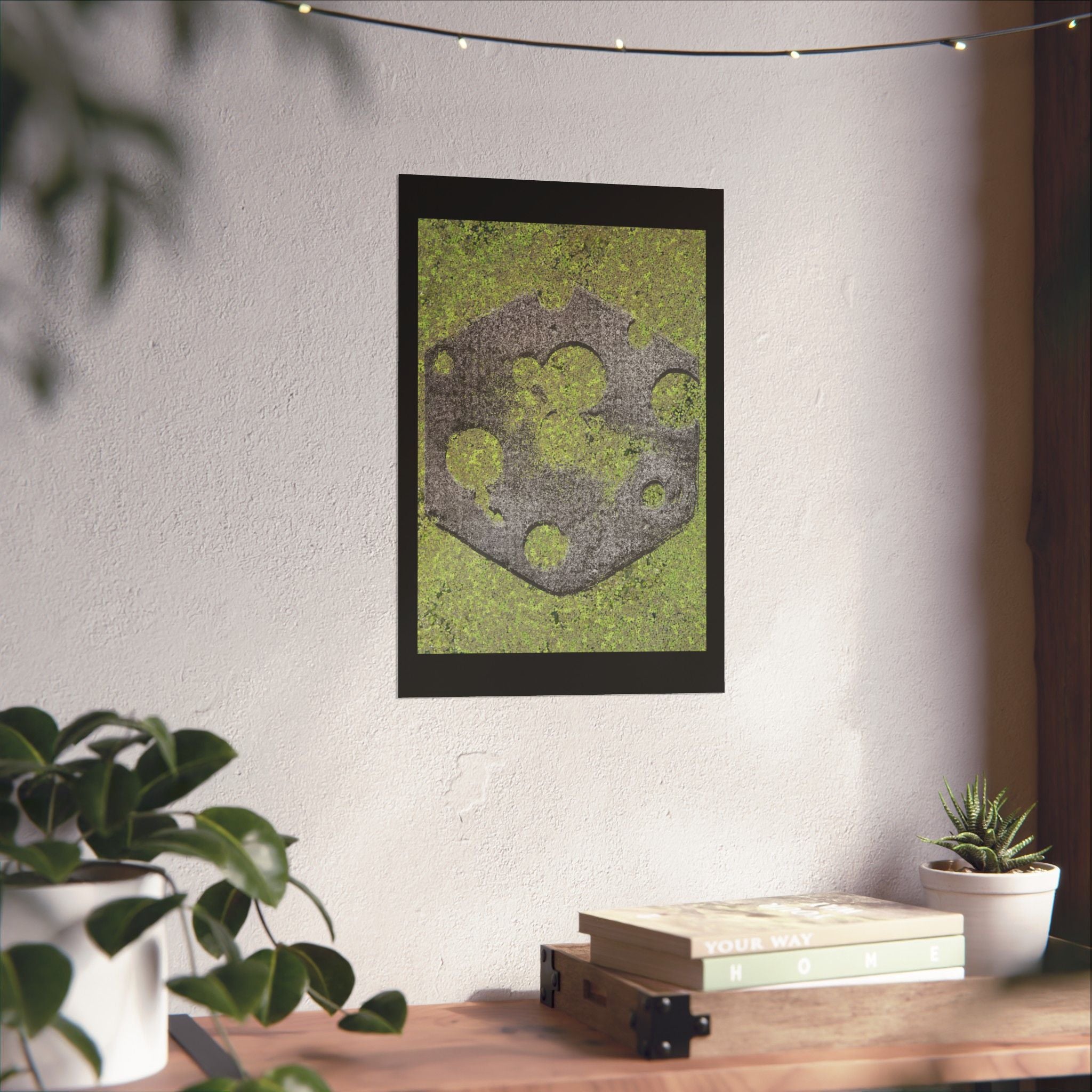 Mossy Stone Crest Poster — Matte Vertical Wall Art