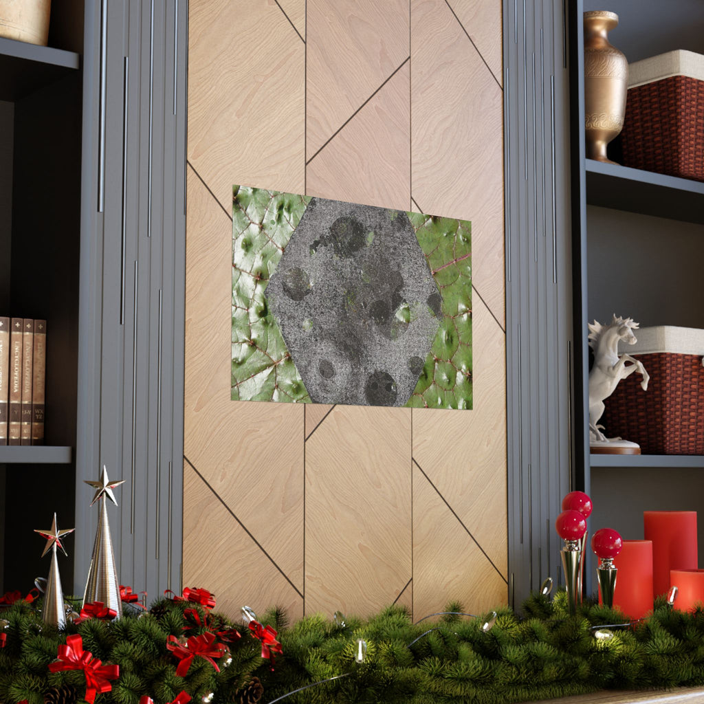 Botanical Hex Abstract Matte Poster — Green Leaf Texture Horizontal Wall Art