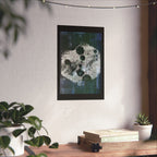 Abstract Moon Phase Matte Poster — Dark Blue Textured Wall Art