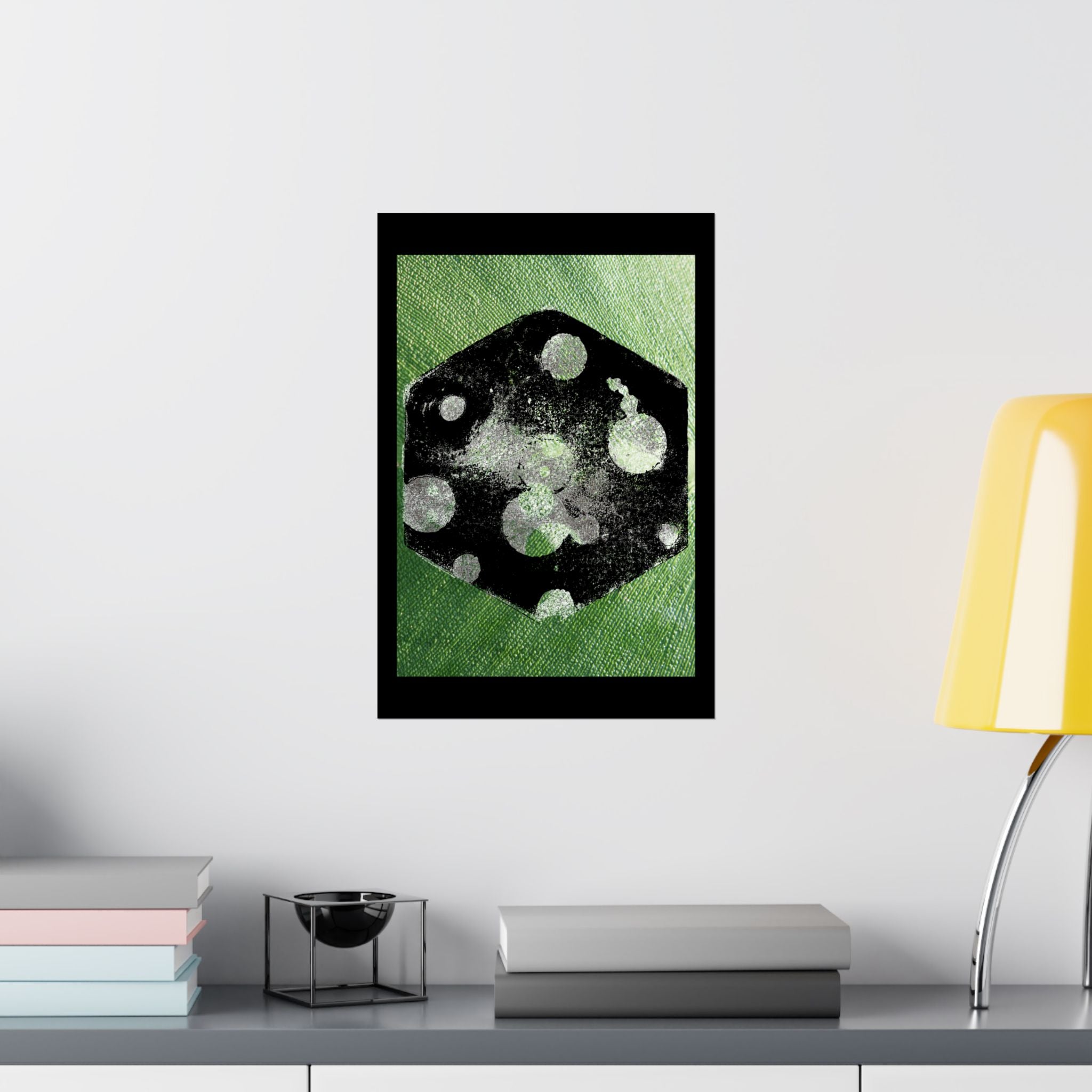 Abstract Green Dice Art Poster — Matte Vertical Wall Print