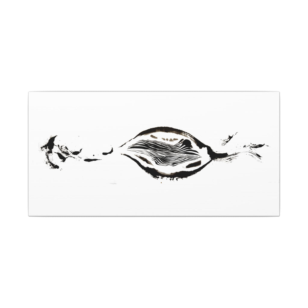 Minimalist Black & White Abstract Canvas Print — Organic Ink Wave Wall Art