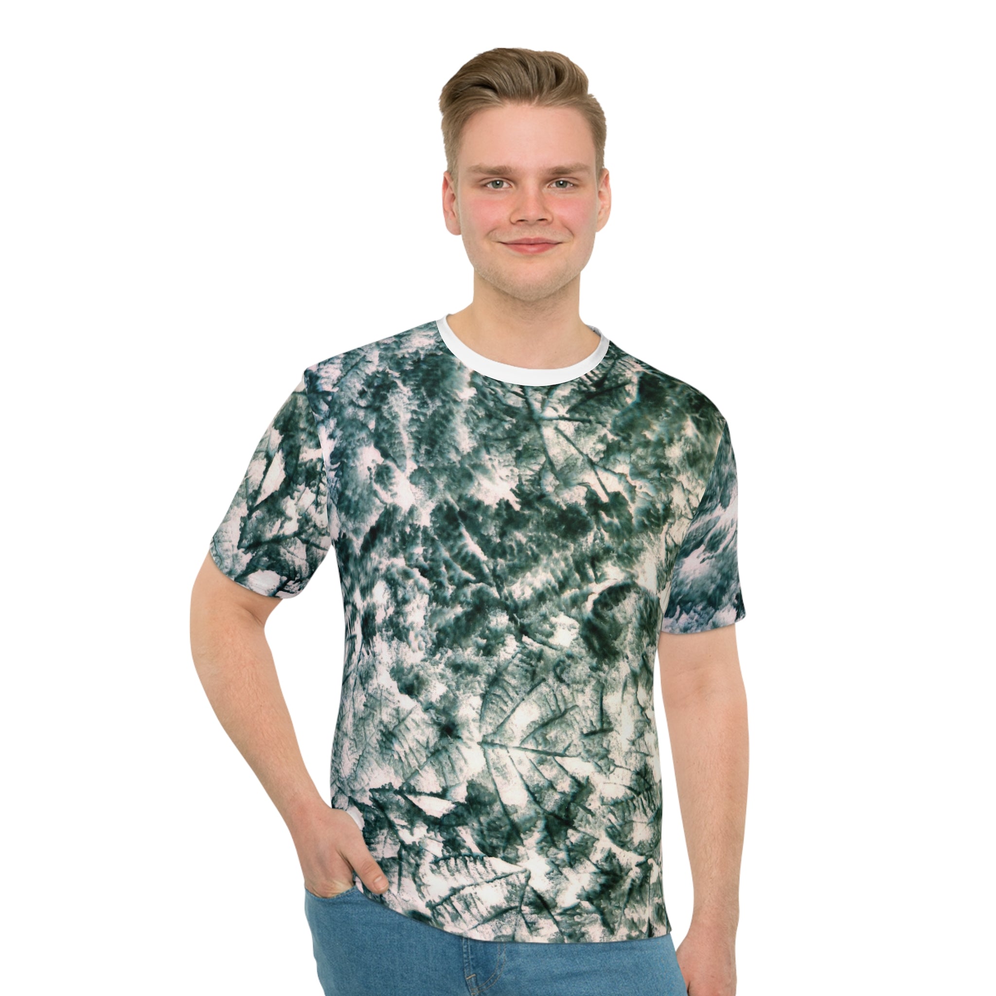 Forest Fern All-Over Print T-Shirt — Green Leaf Pattern, Nature-Inspired Casual Tee