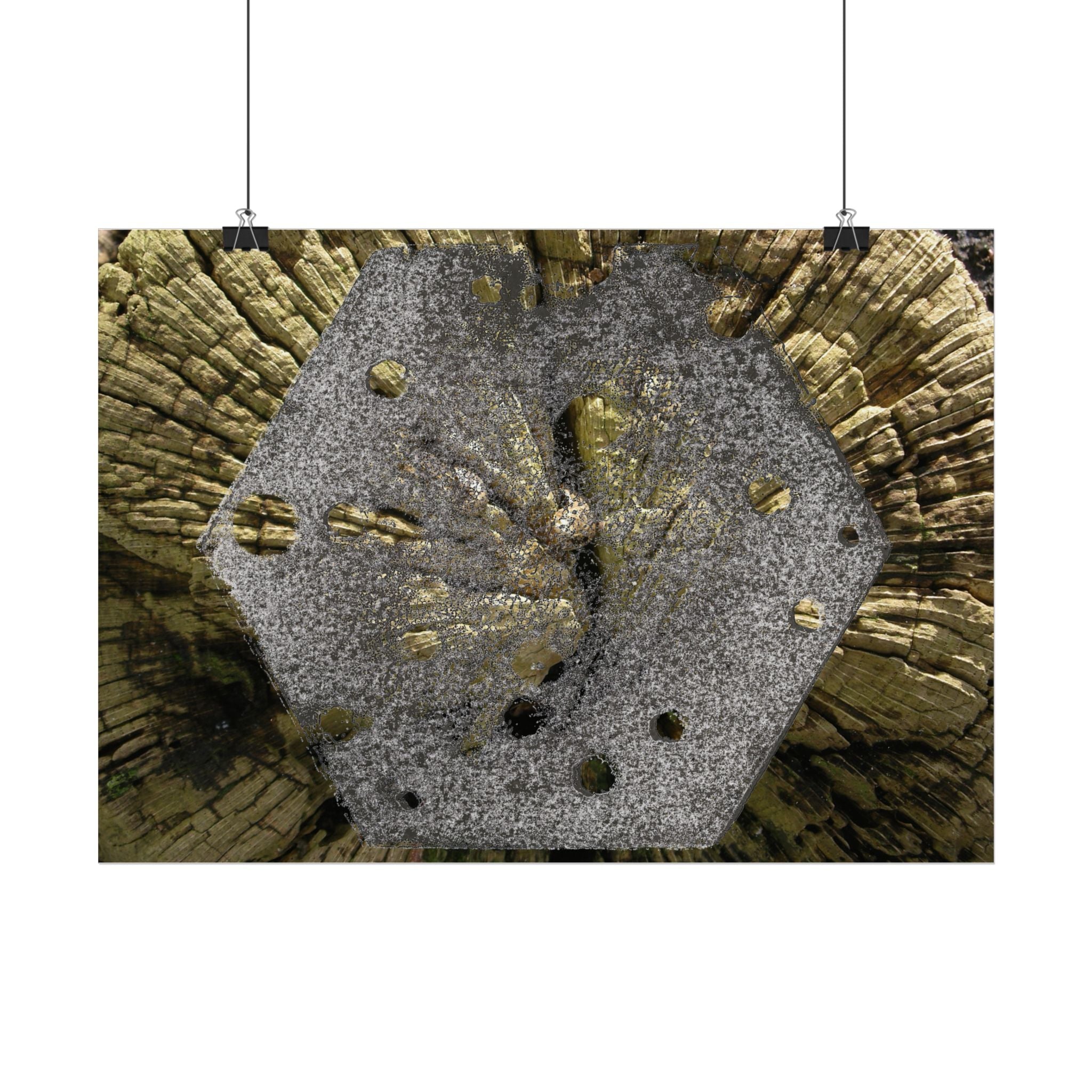 Poster met dwarsdoorsnede van een verweerde boom | Horizontale wanddecoratie 