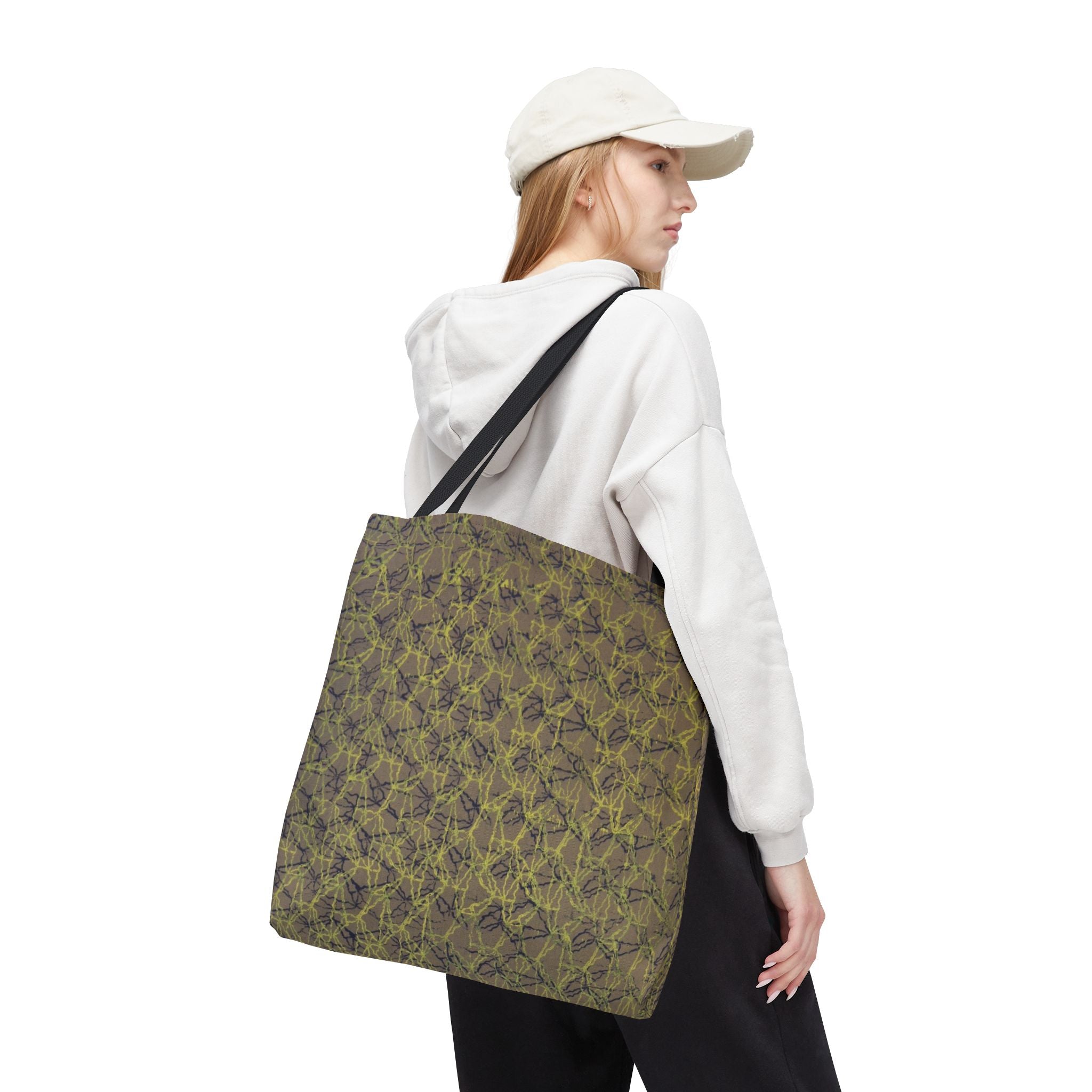 Abstract Olive Mosaic Tote Bag — All-Over-Print Reusable Shopper