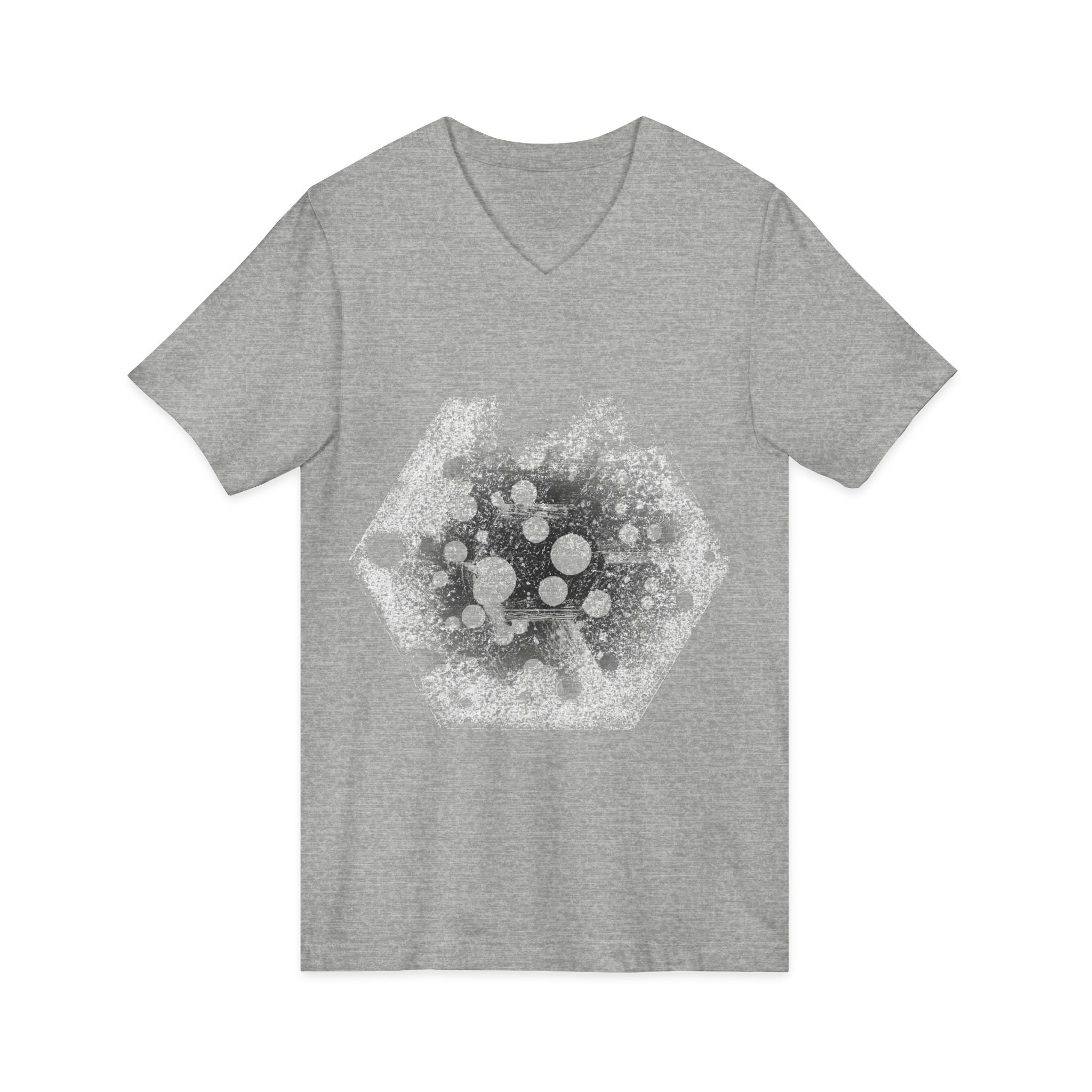 Hex Moon Graphic Tee Design Hex28 — Distressed Space Cheese Vintage Astronomy V-Neck T-Shirt