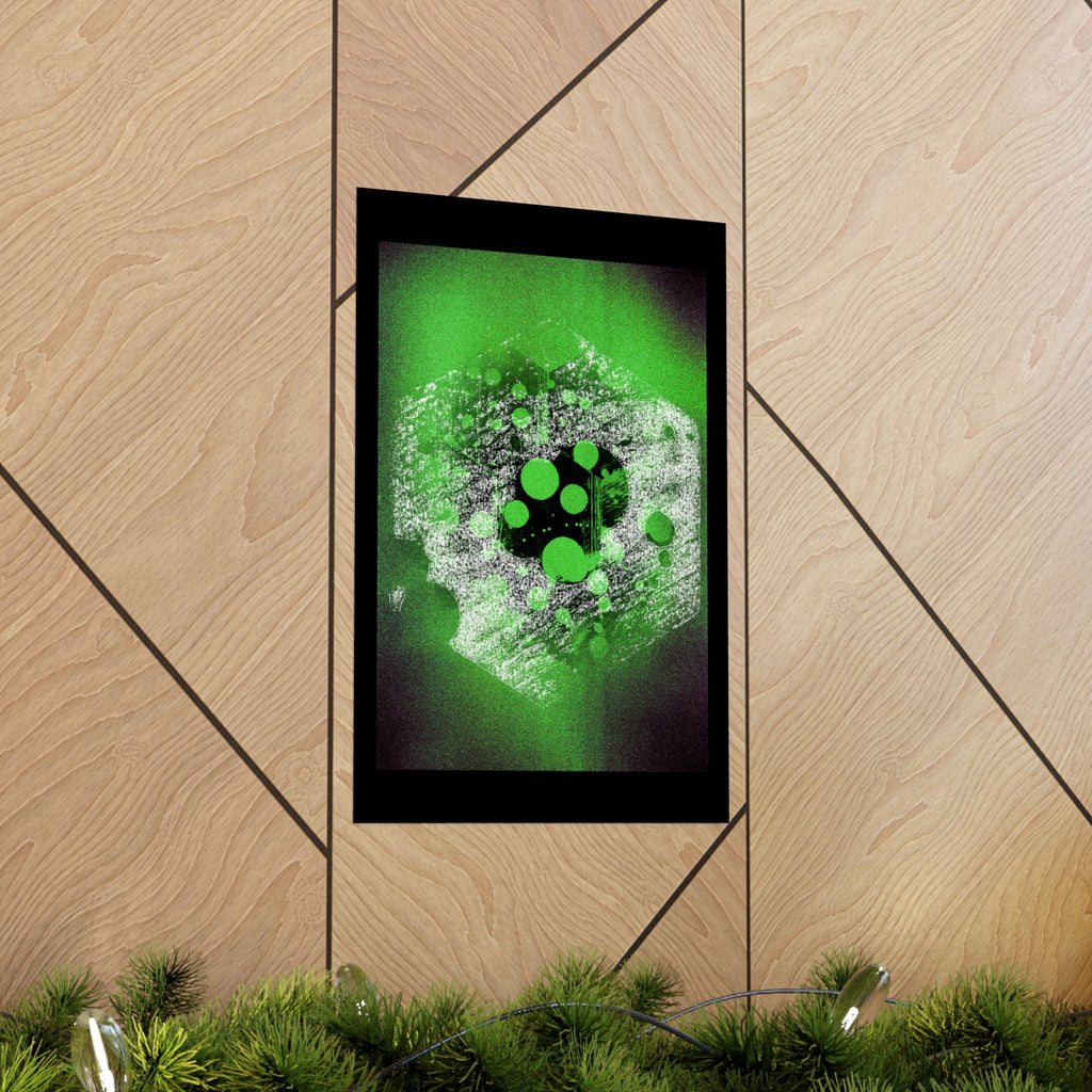 Abstracte groene nevel matte poster — Moderne geometrische muurdecoratie 