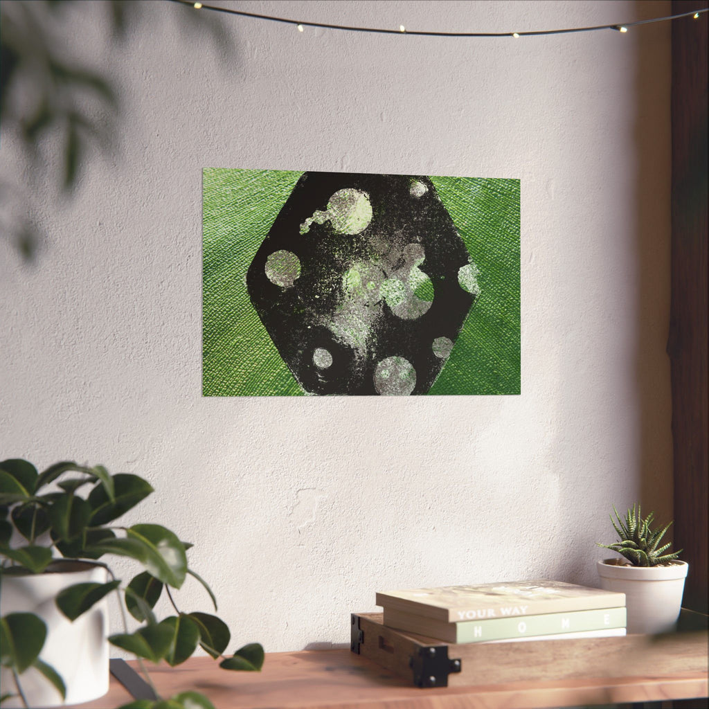 Abstract Green Dice Matte Poster — Geometric Art Print