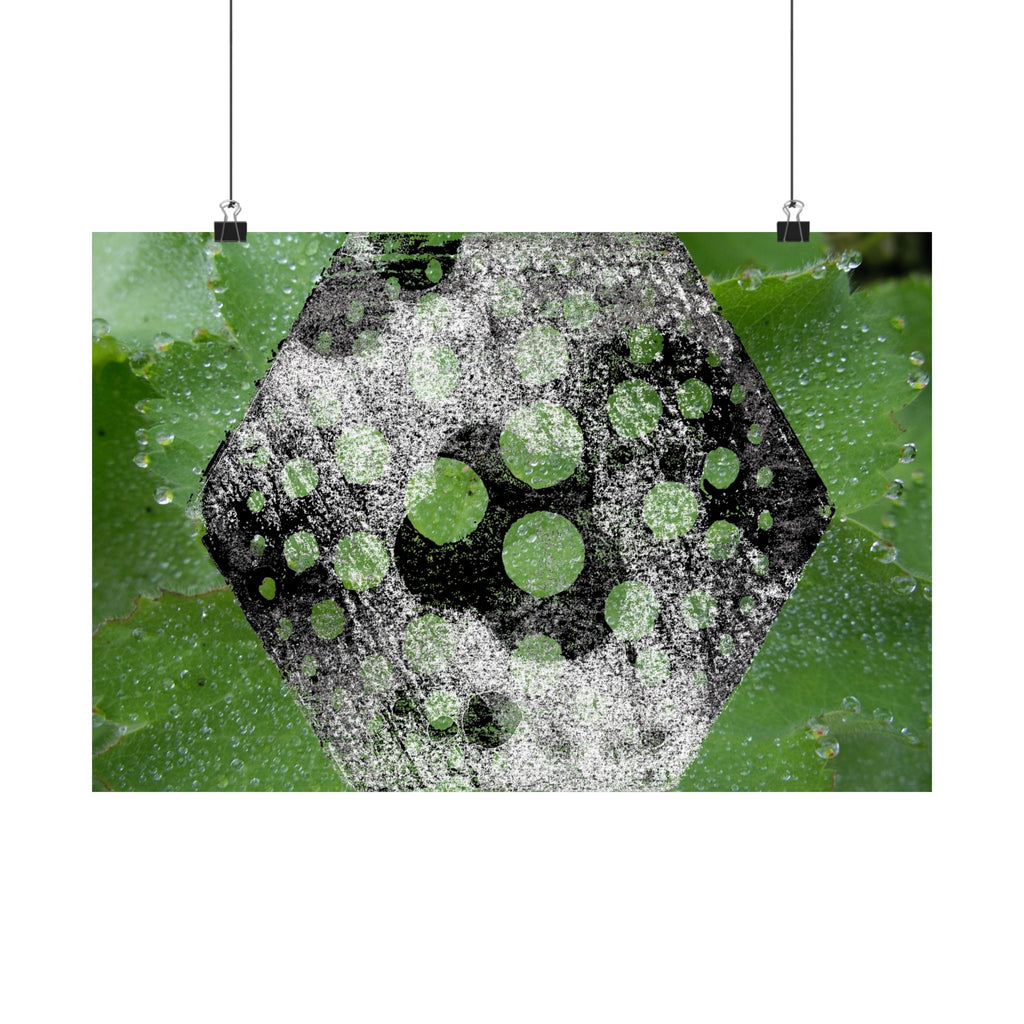 Matte Horizontal Poster — Green Hexagon Botanical Abstract Wall Art