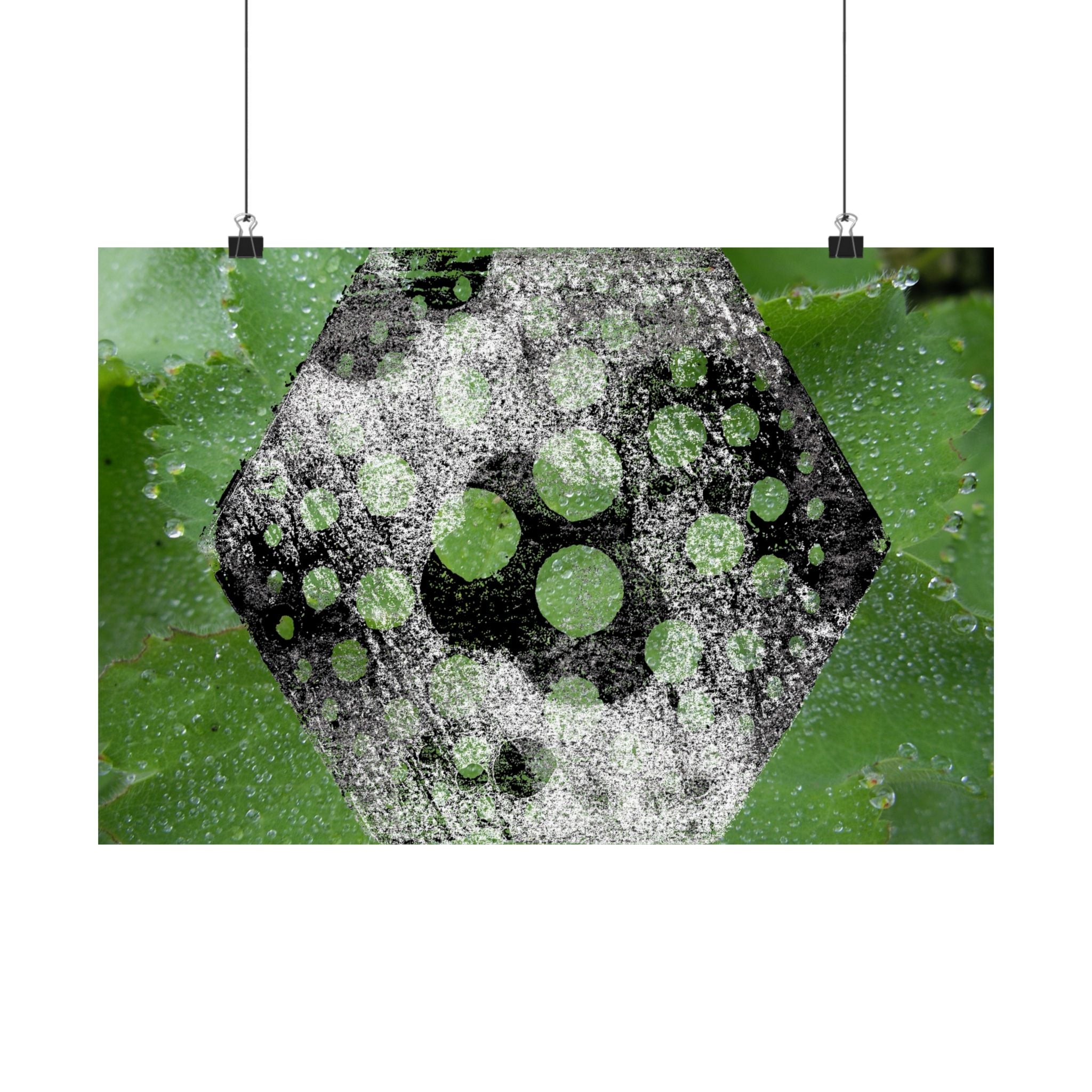 Matte Horizontal Poster — Green Hexagon Botanical Abstract Wall Art