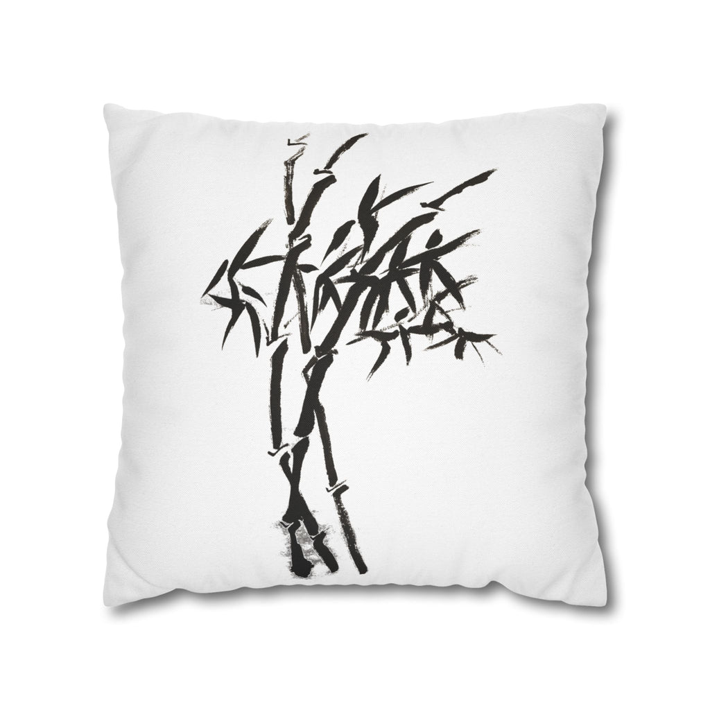 Bamboo Ink Sumi‑Style Square Pillowcase
