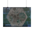 Abstract Moon Hex Poster — Geometric Lunar Wall Art (Horizontal)