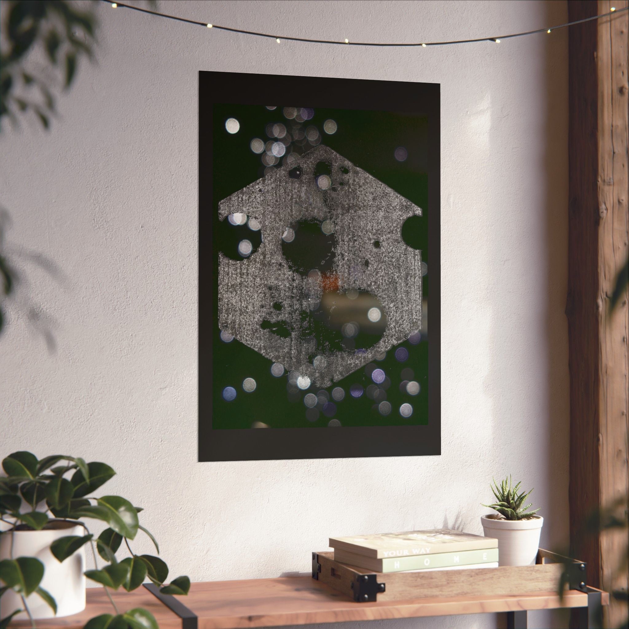 Night Lights Matte Poster — Hexagon Bokeh Abstract Art