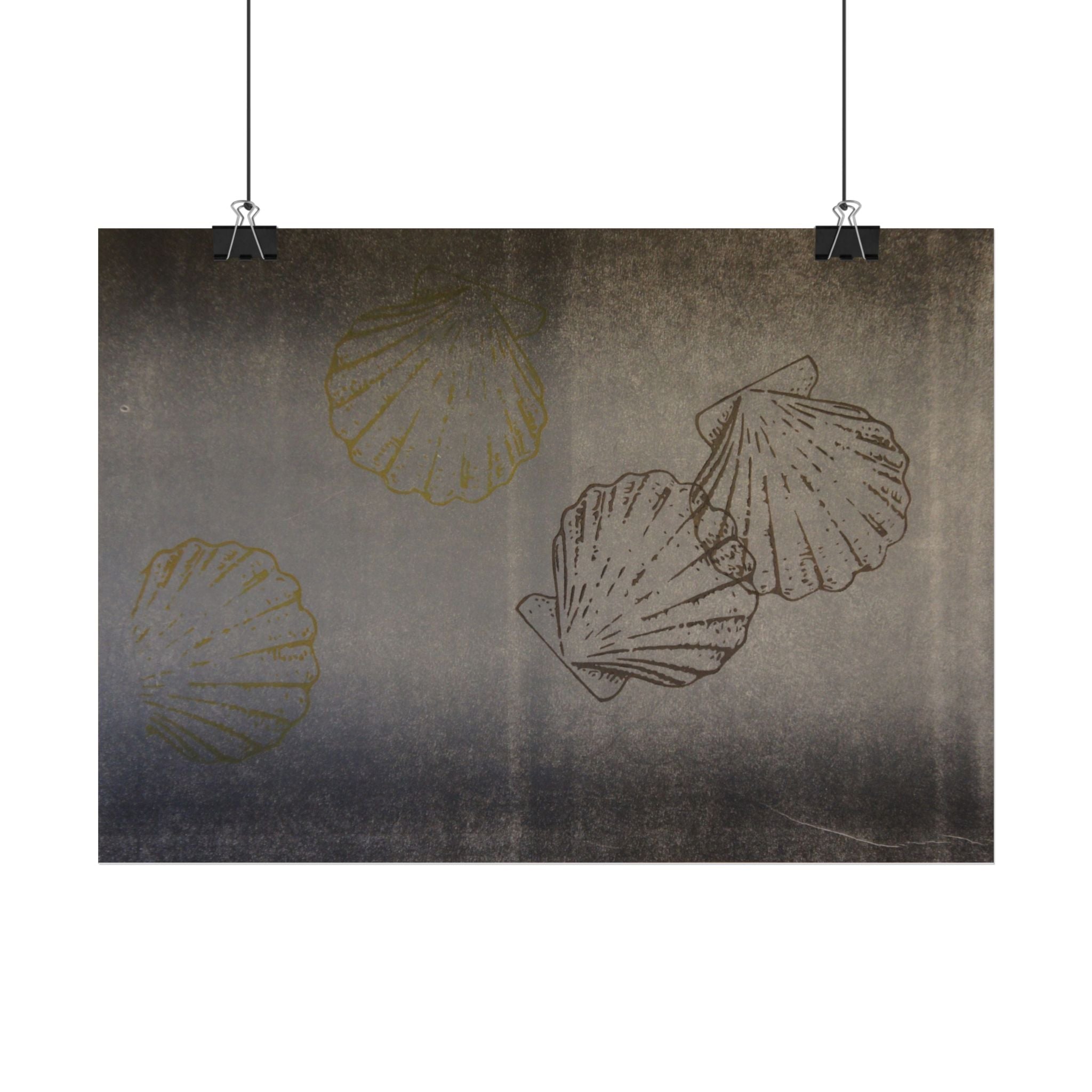 Vintage poster met schelpen — Muurdecoratie met kustthema 