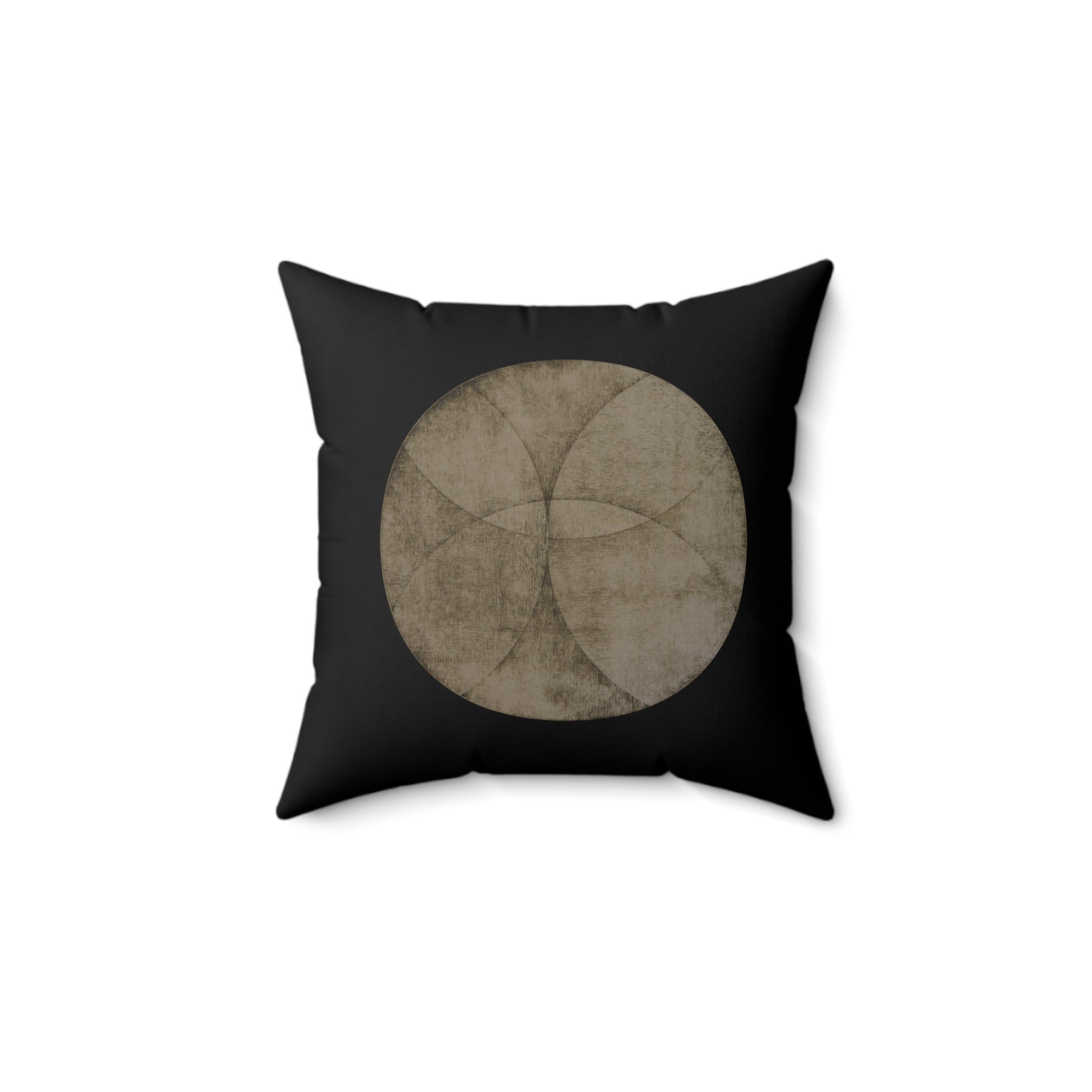 Minimalist Earth Tone Circle Pillow — Modern Geometric Accent Cushion