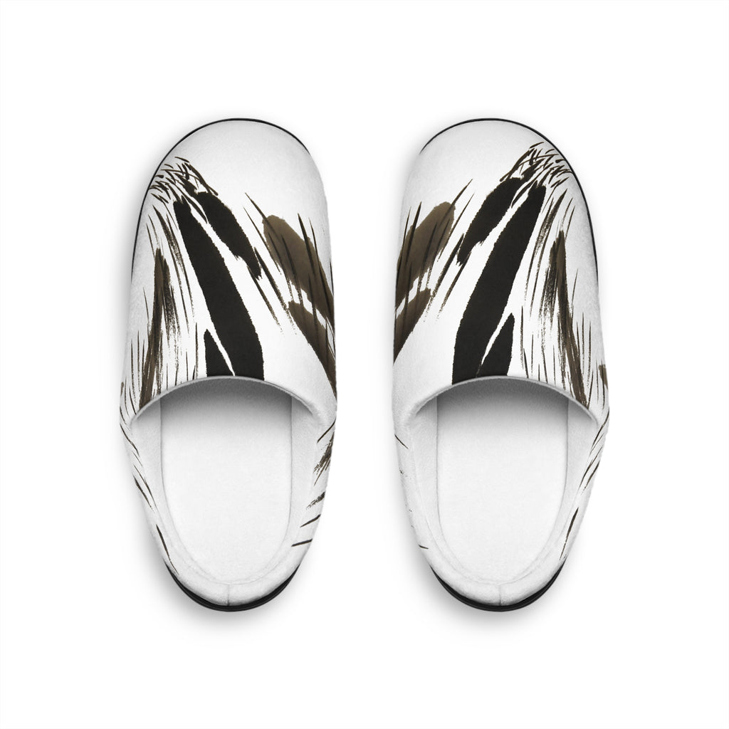 Feather Brushstroke Slippers — Women's Cozy Indoor Slides