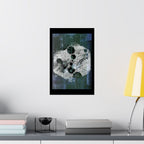 Abstract Moon Phase Matte Poster — Dark Blue Textured Wall Art