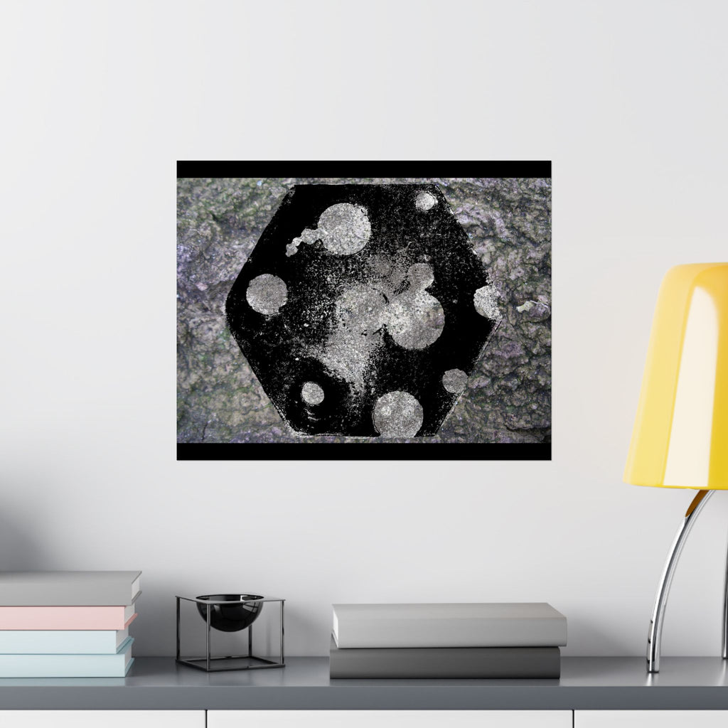 Abstract Galaxy Matte Poster — Black & Silver Cosmic Art (Horizontal)