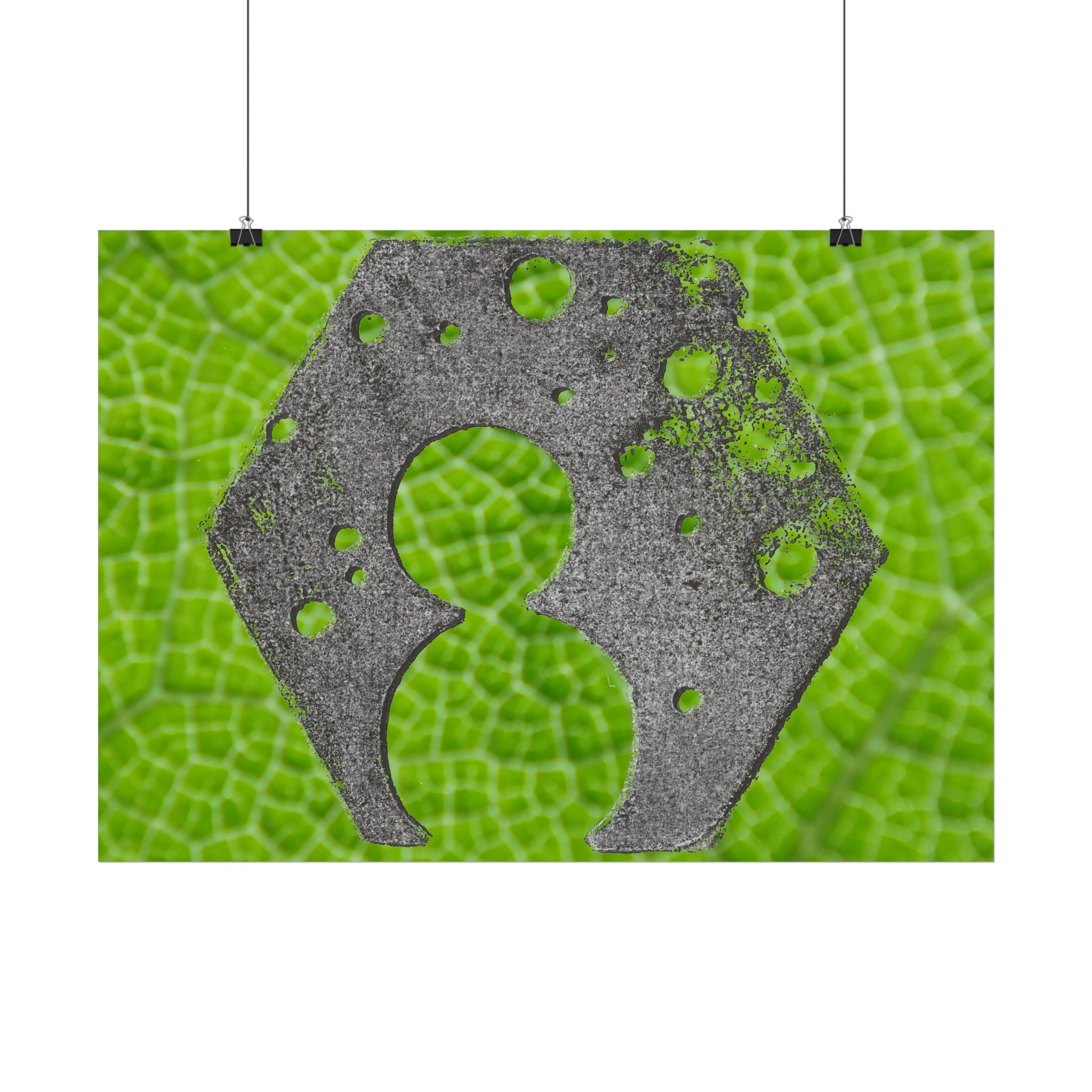 Bladstructuur nummer 8 poster horizontaal, groene botanische muurdecoratie 