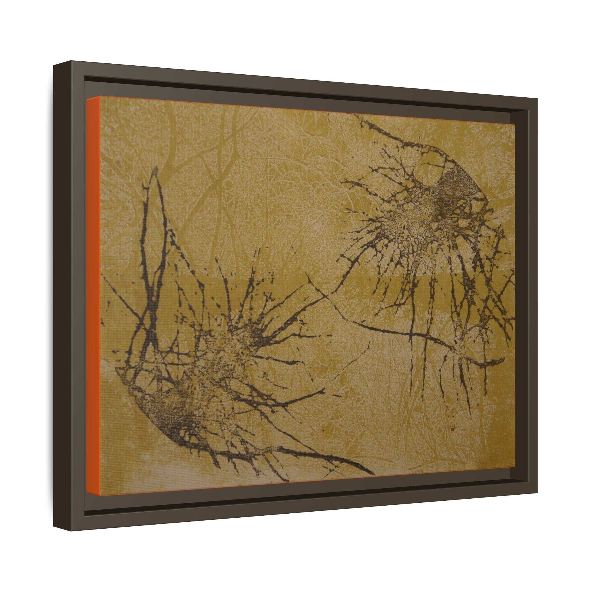 Framed Matte Canvas Art, no 07 — Twin Tree Wood-Carving Reproduction (Black & Gold Lover)