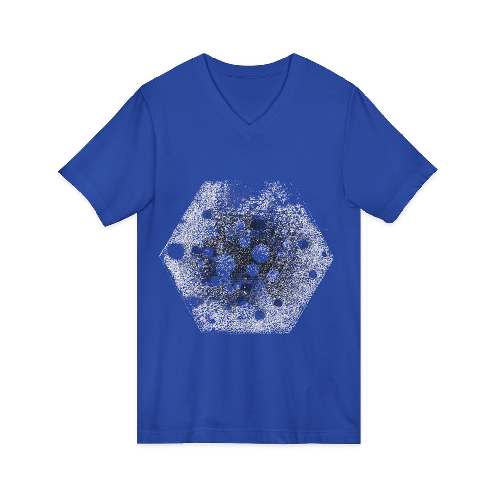 Hex Moon Graphic Tee Design Hex28 — Distressed Space Cheese Vintage Astronomy V-Neck T-Shirt