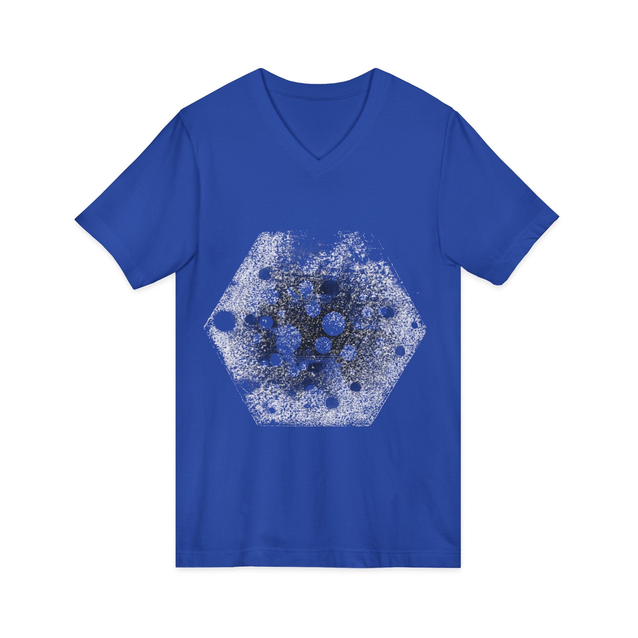Hex Moon Graphic Tee Design Hex28 — Distressed Space Cheese Vintage Astronomy V-Neck T-Shirt