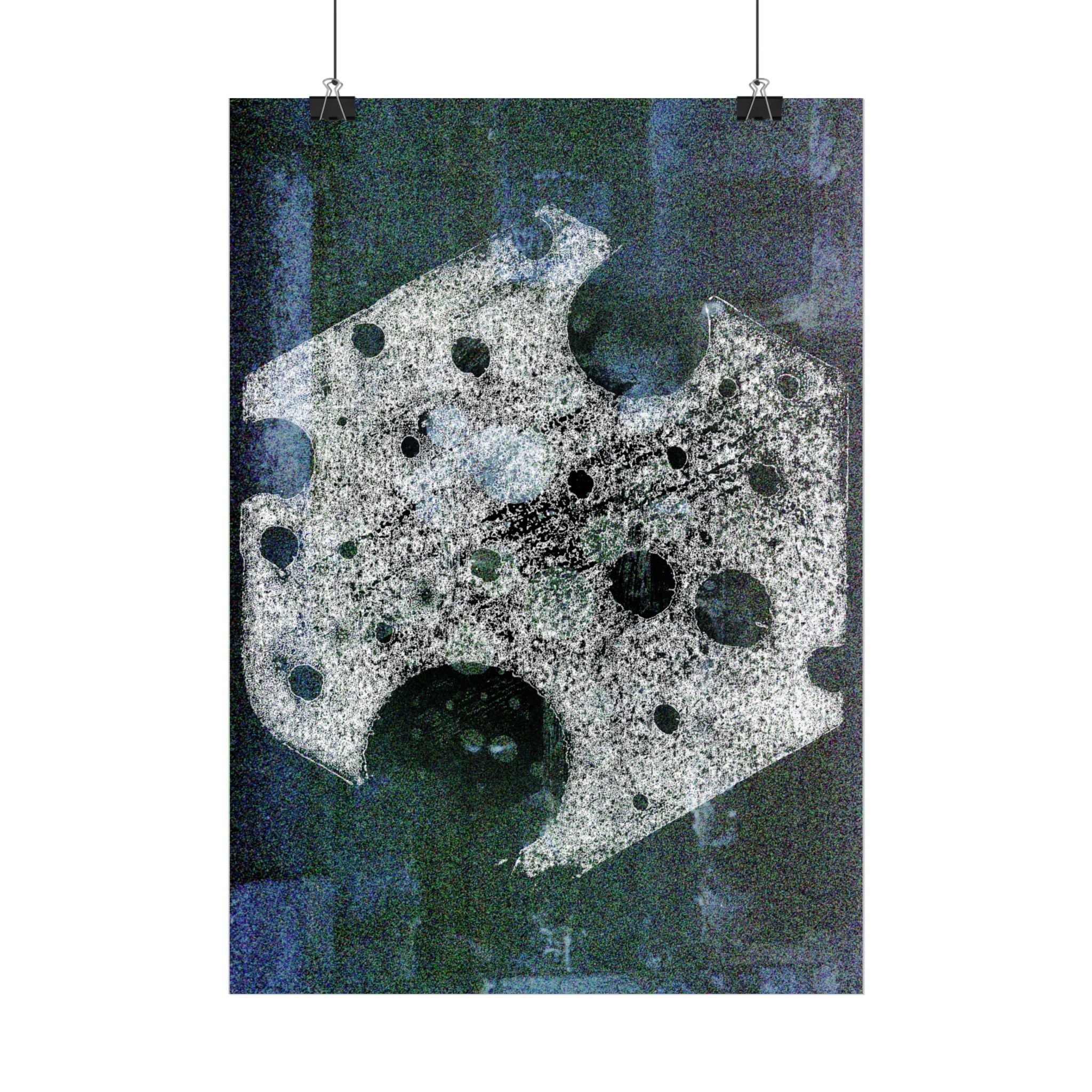 Abstracte poster met maanoppervlak in matte afwerking — Vintage hemelse kunstprint 