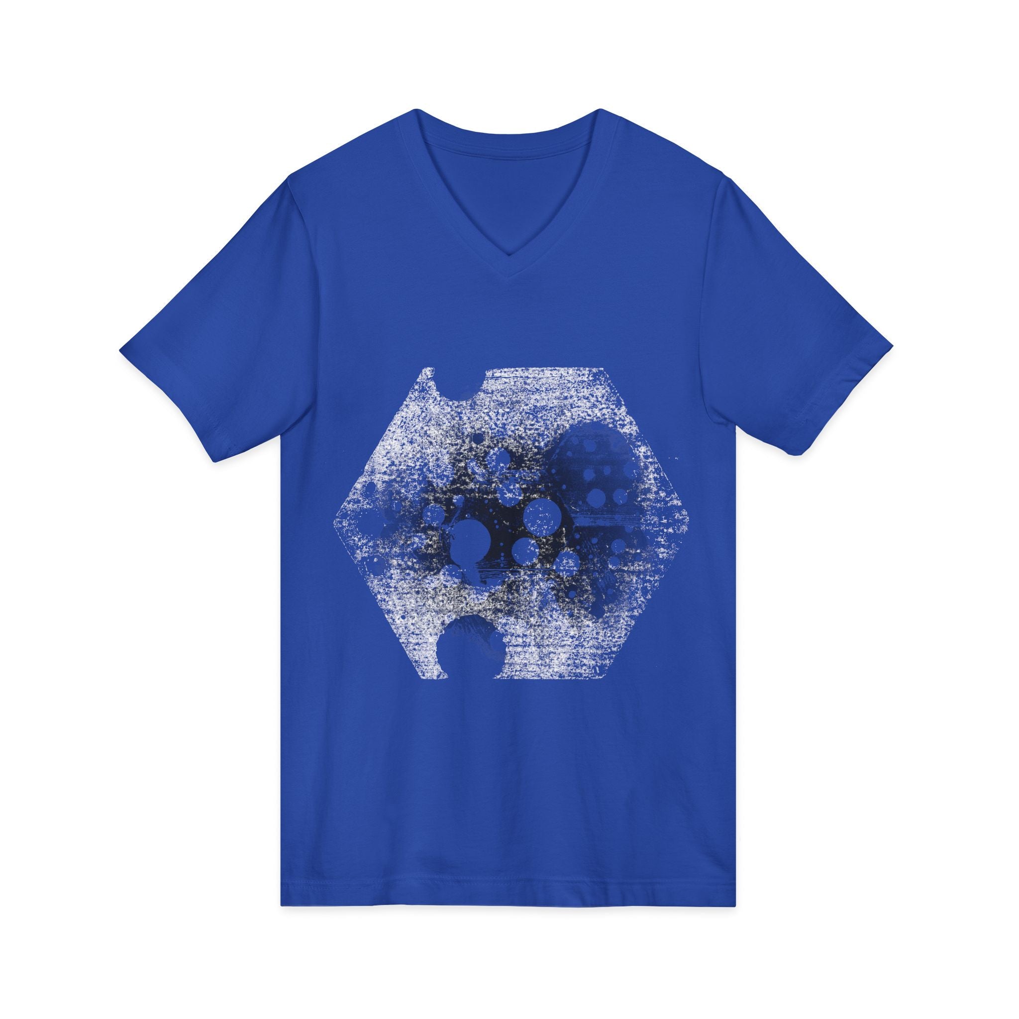 Hex Moon Graphic Tee Design Hex30 — Distressed Space Cheese Vintage Astronomy V-Neck T-Shirt
