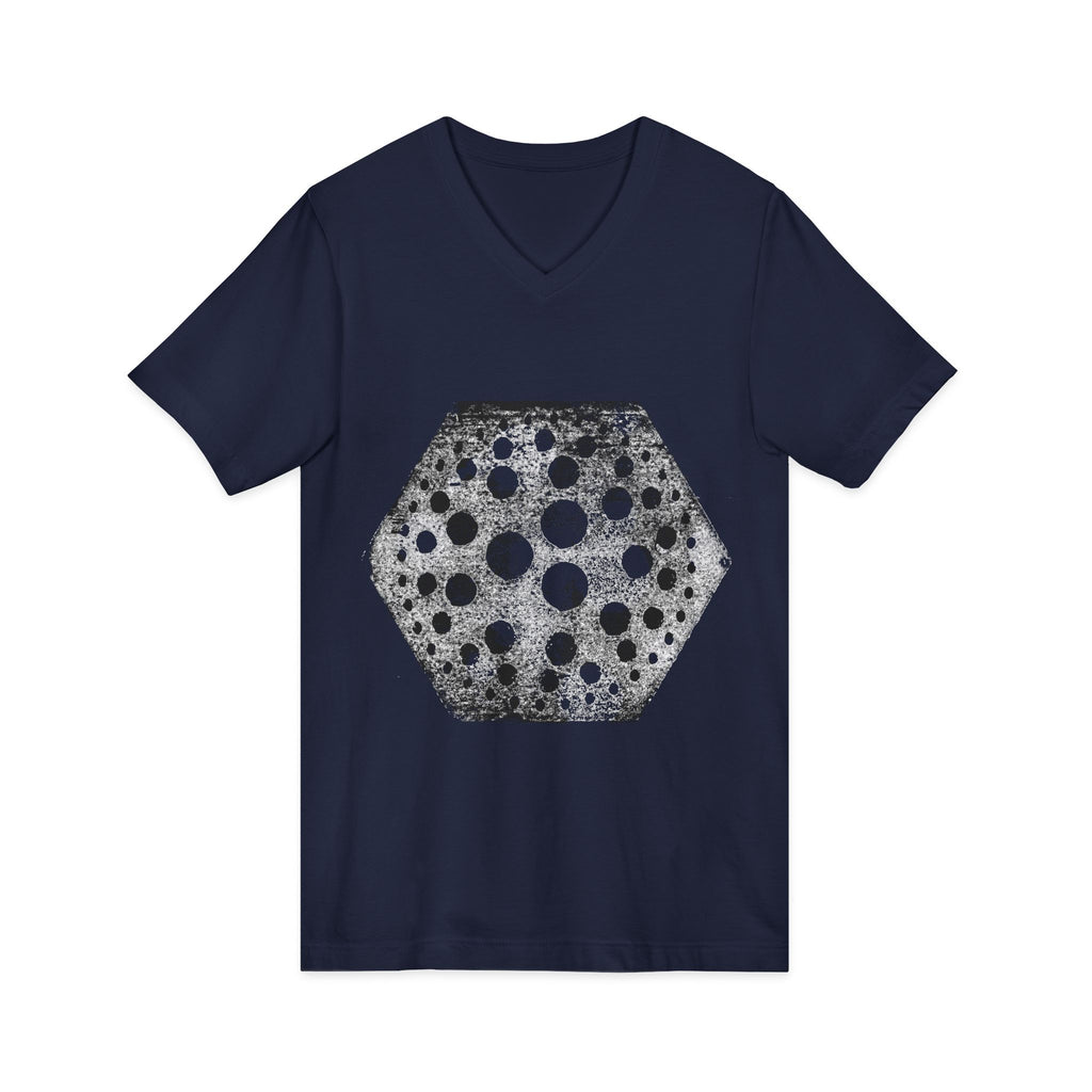 Hex Moon Graphic V-Neck Tee Design Hex17 — Distressed Space Cheese Vintage Astronomy V-Neck T-Shirt