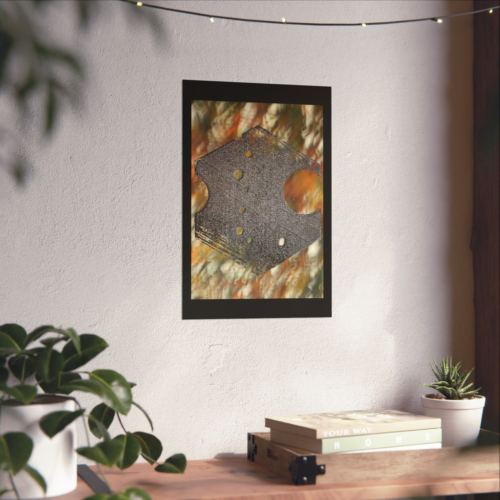 Abstract Geometric Hexagon Art Matte Vertical Poster | Textured Earth Tones