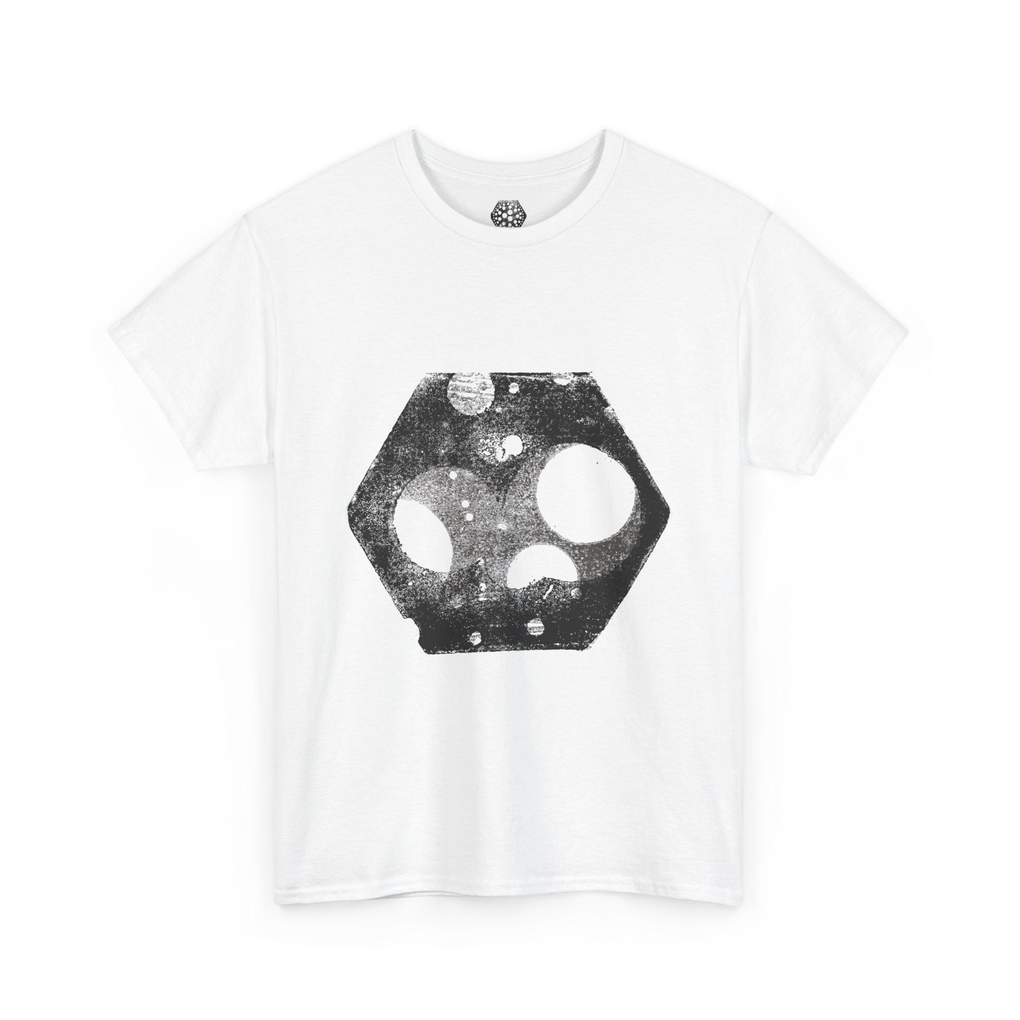Hex Moon Graphic Tee — Distressed Space Cheese Vintage Astronomy T-Shirt