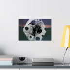 Abstract Cosmic Poster — Grainy Moon & Planetary Shapes Matte Horizontal Art Print