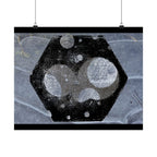 Abstract Hexagon Planet Matte Poster — Industrial Black & Gray Wall Art