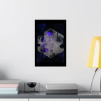 Abstract Cosmic Hex Poster — Matte Vertical Art Print (Purple & Black)