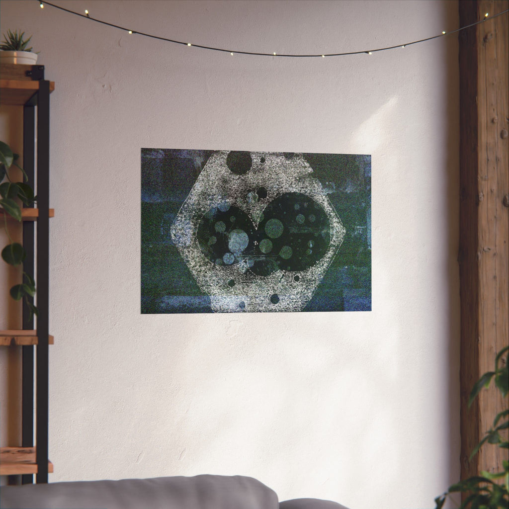 Abstract Hexagon Galaxy Matte Poster — Blue Green Modern Wall Art