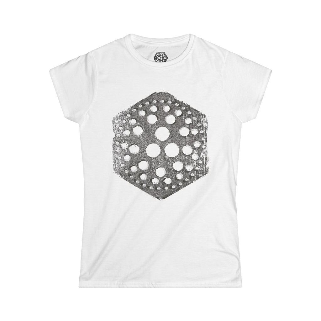 Hexagon Sea Urchin Tee — Vintage Dot Shell Graphic Womens T-Shirt