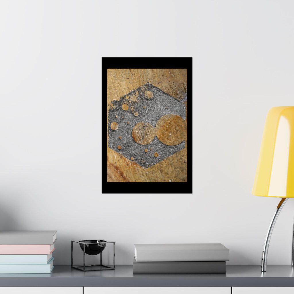 Rusty Hexagon Stencil Poster Matte Vertical Poster | Industrial Abstract Wall Art