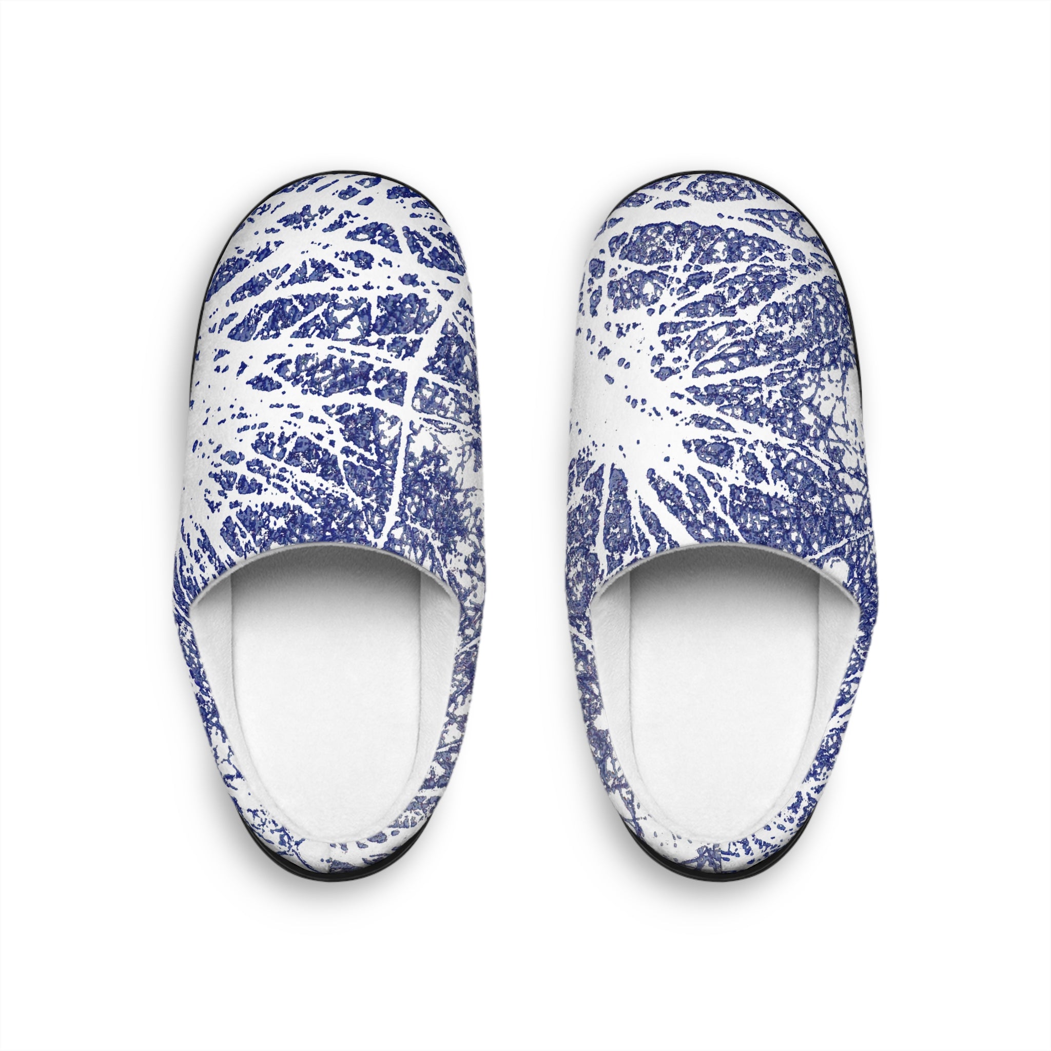 Blauwe abstracte spetter pantoffels voor heren — Blauw takkendesign 