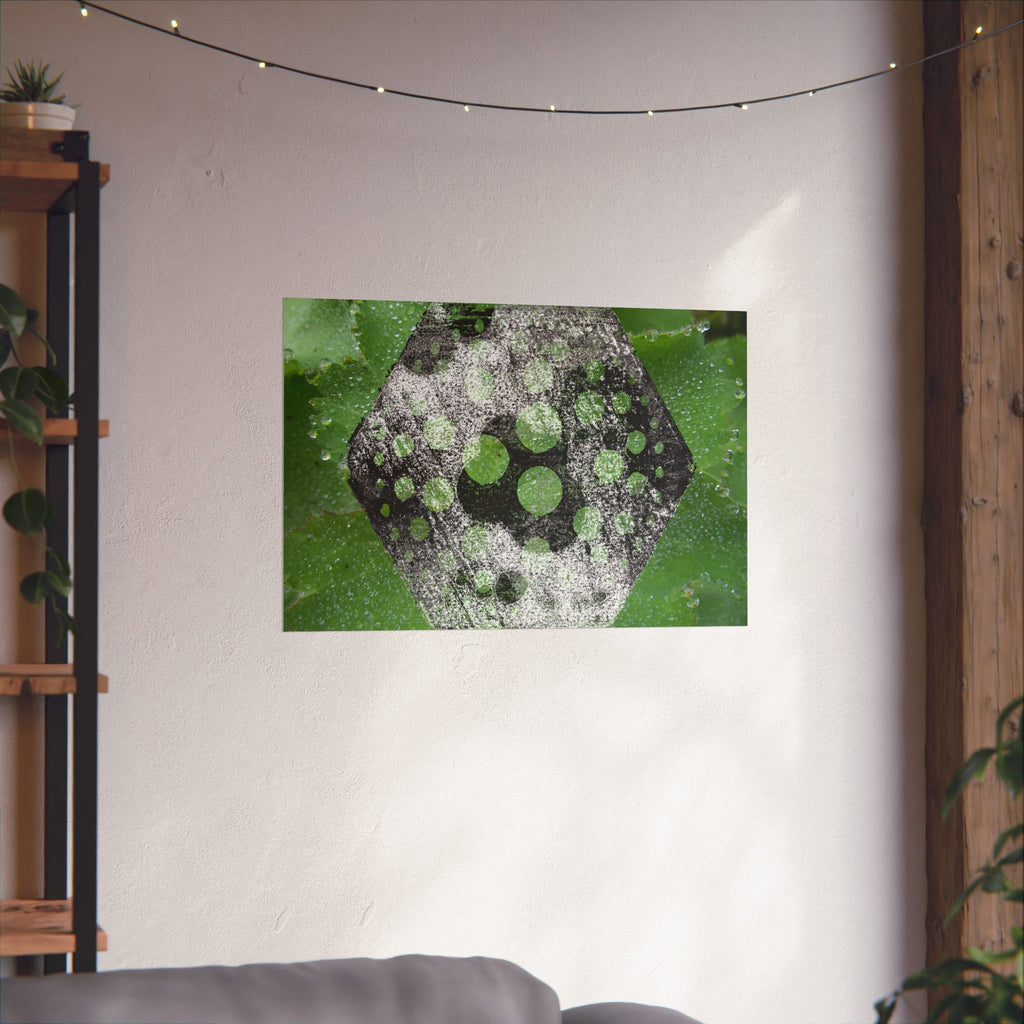 Matte Horizontal Poster — Green Hexagon Botanical Abstract Wall Art