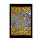 Lichen Texture Matte Poster — Yellow & Gray Nature Wall Art