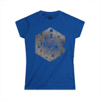 Dames T-shirt met Hexagon Galaxy-print — T-shirt met verweerde Space Dot-afbeelding 