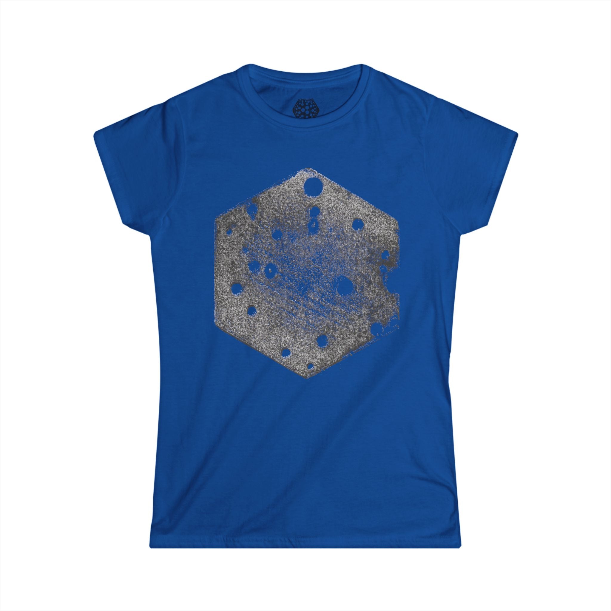 Dames T-shirt met Hexagon Galaxy-print — T-shirt met verweerde Space Dot-afbeelding 