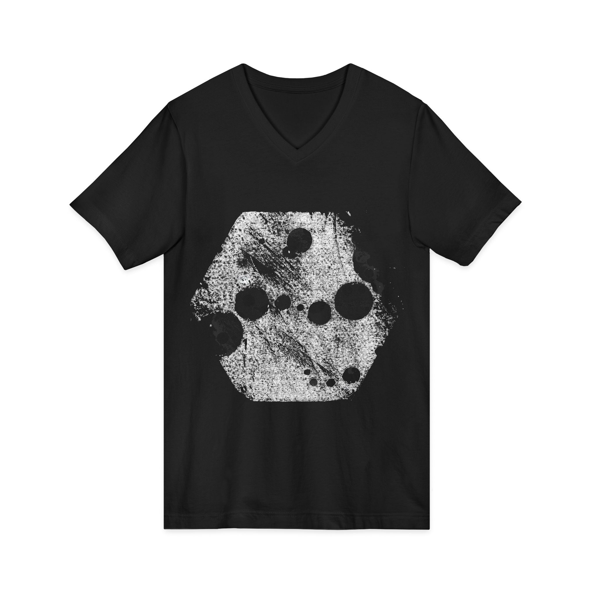 Hex Moon Graphic Tee Design Hex32 — Distressed Space Cheese Vintage Astronomy V-Neck T-Shirt