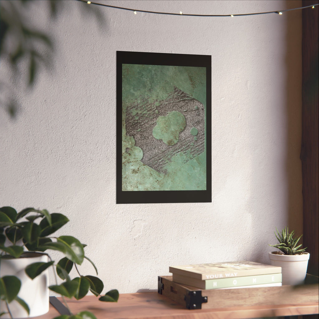 Patina Abstract Texture Matte Vertical Poster | Green Rust Industrial Wall Art