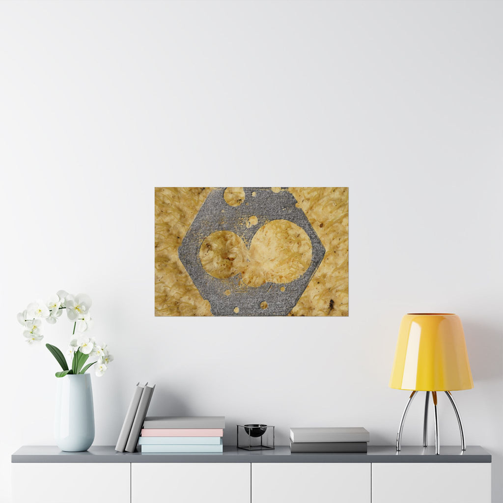 Zeskantmoer Macro Poster | Industriële textuur Matte Horizontale Poster 