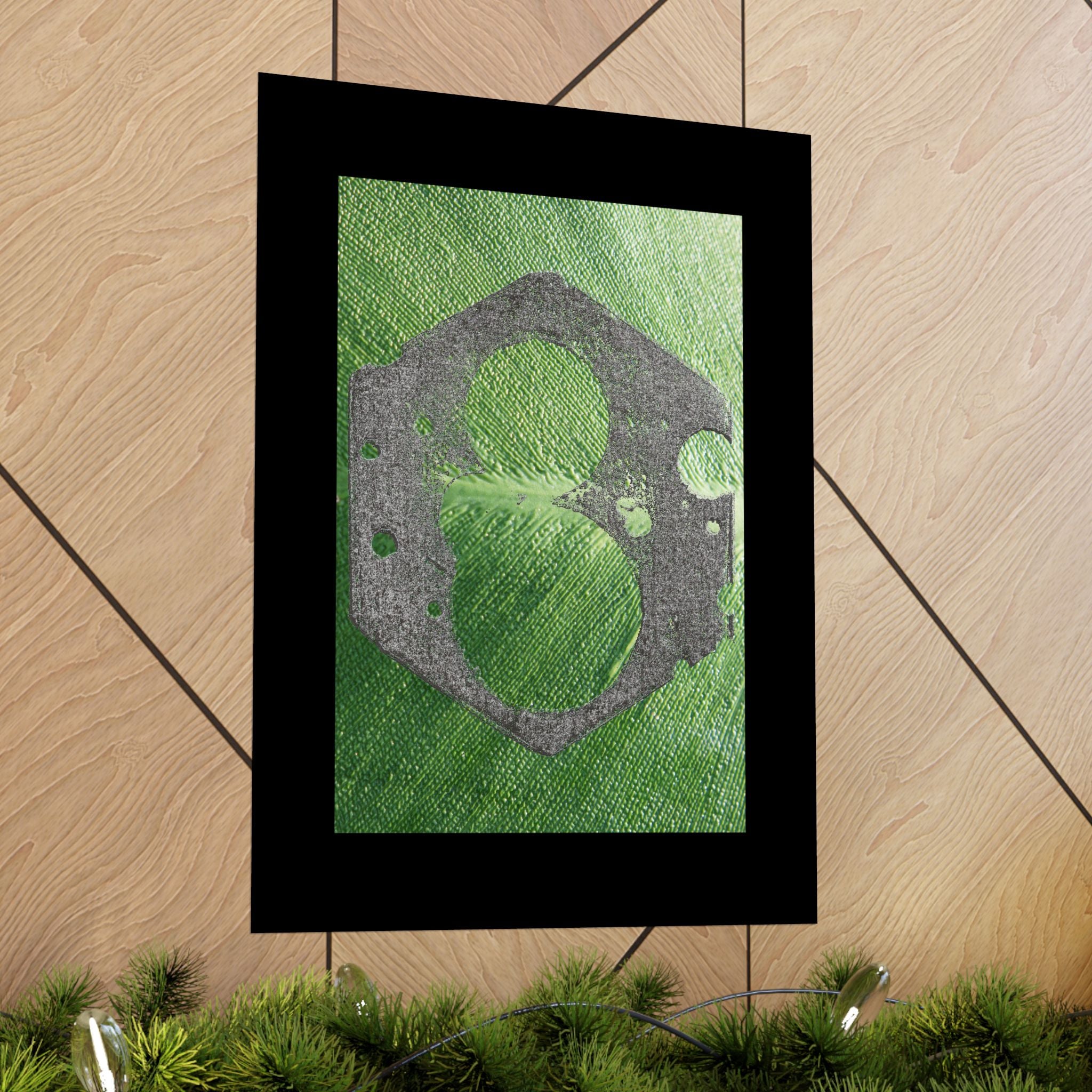 Industrial Gear Art Matte Vertical Posters | Green Textured Abstract