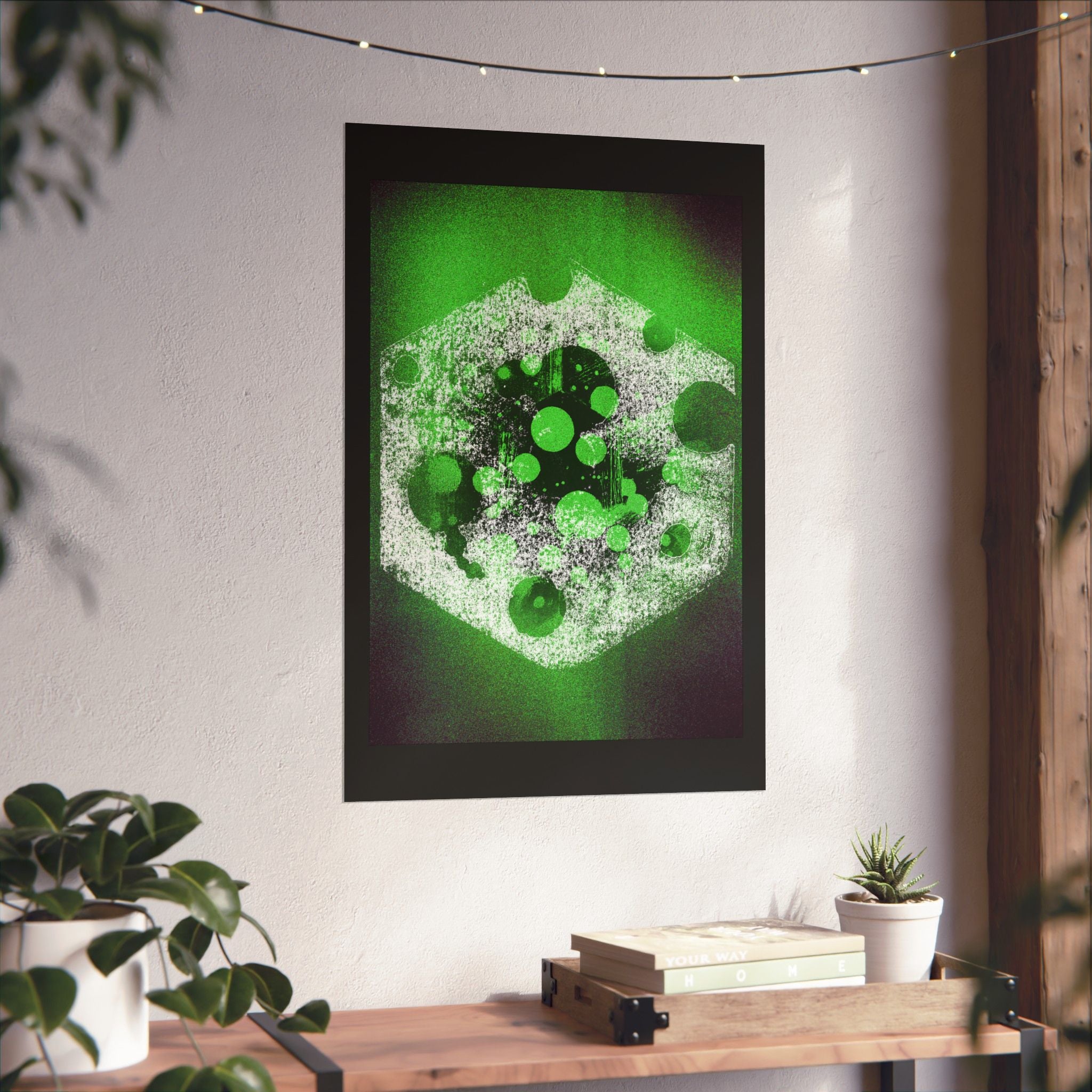 Abstract Green Nebula Matte Poster — Geometric Celestial Wall Art