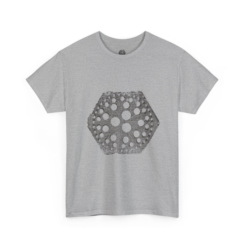 Hexagon Circles Graphic Tee — Digital Manual Print Art