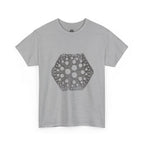 Hexagon Circles Graphic Tee — Digital Manual Print Art