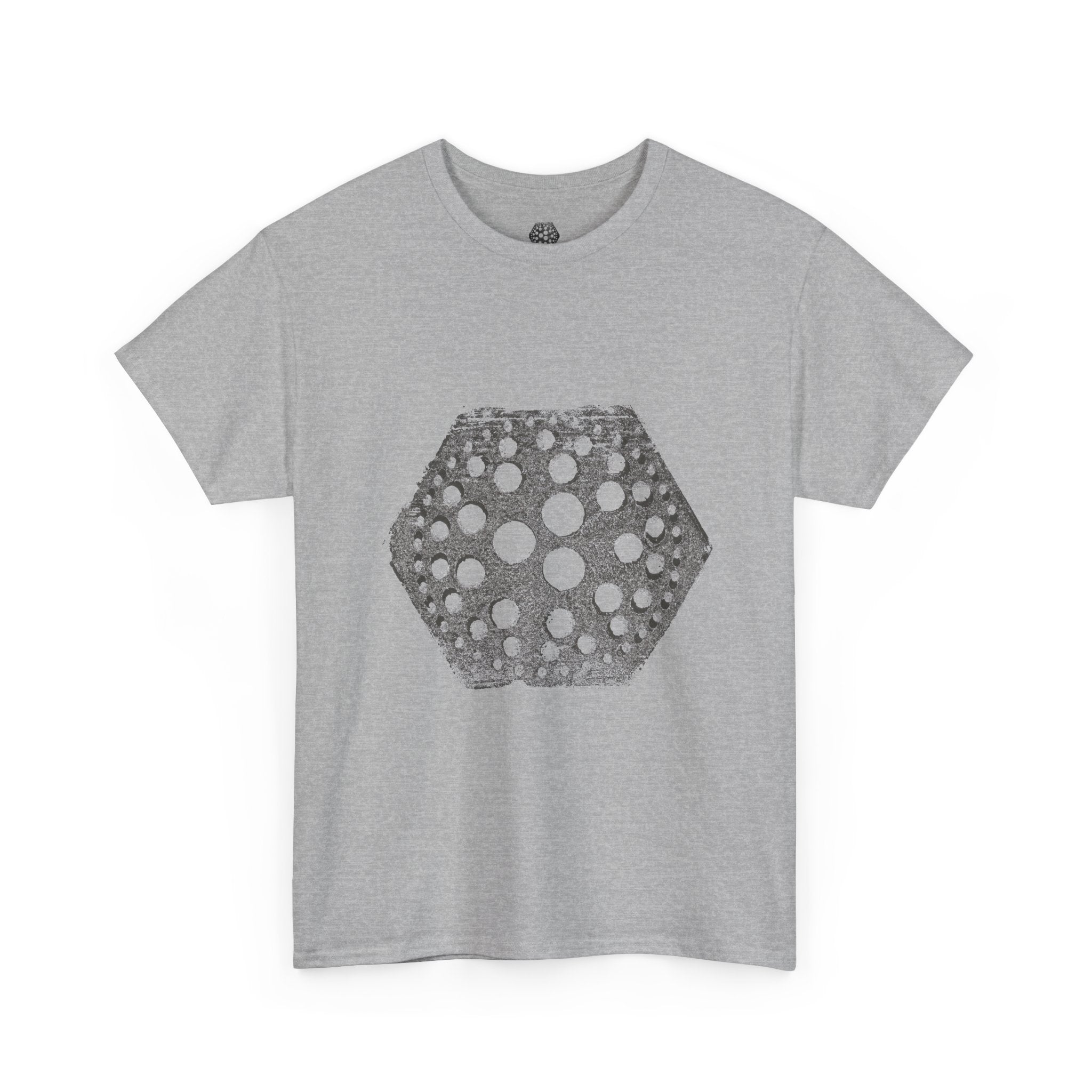 Hexagon Circles Graphic Tee — Digital Manual Print Art